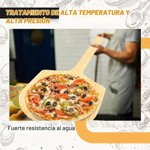 Vista 7 de Bokon Paquete de 2 cáscaras de madera para pizza de 12 x 14 x 22 pulgadas
