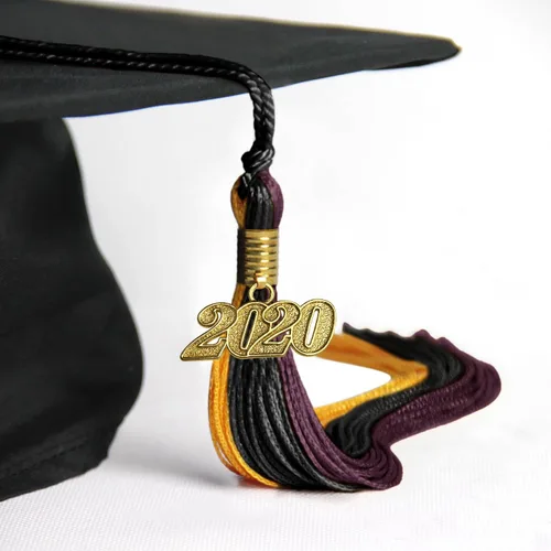Vista 4 de Endea - Borla de graduación de triple color con gota de fecha dorada (negro/dorado/granate, 2020)