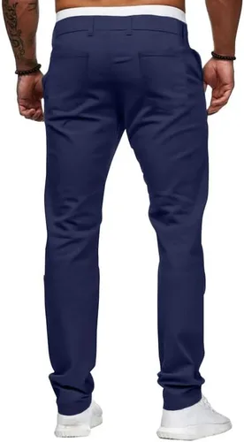 Vista 4 de HUNGSON Mens Chinos Slim Fit Stretch Flat-Front Skinny Dress Pants