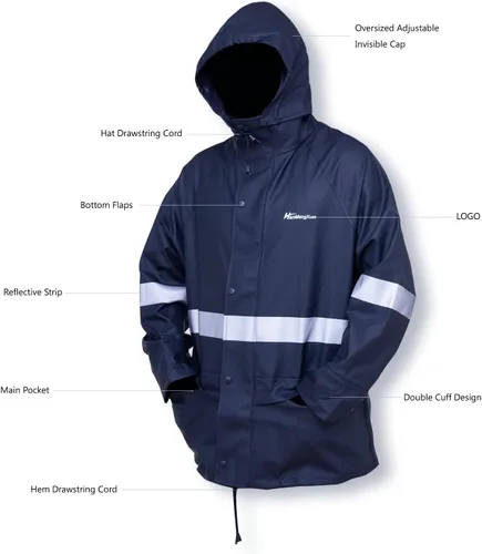 Vista 5 de Trajes de lluvia para hombre, impermeable, resistente, ropa de lluvia, chaqueta con pantalones