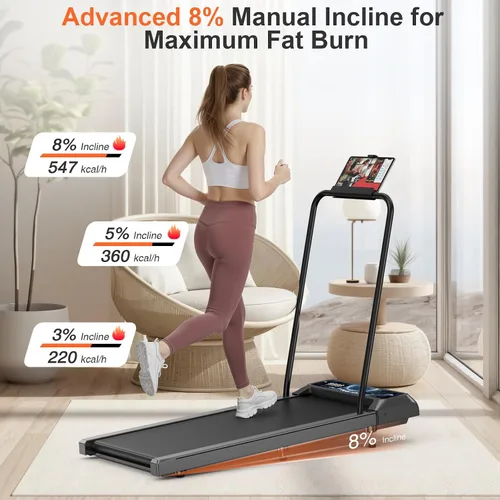 Vista 2 de Almohadilla para caminadora con 8% de inclinación, caminadora portátil debajo del escritorio con barra de mango de 2.5 HP para el hogar