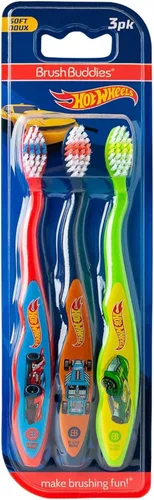Vista 10 de Brush Buddies Hot Wheels - Cepillo de dientes para niños, paquete de cepillos de dientes, cerdas suaves para niños, niños de 2 a 4 años, paquete