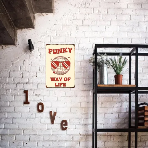 Vista 7 de Funky Way Of Life Poster Disco Retro Illustration Wall Art Poster Signs Posters Funny Metal Sign For Man Cave bathroom Farm Bedroom living room