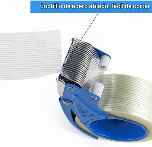 Vista 3 de BOMEI PACK Dispensador de cinta de embalaje de metal, dispensador de cinta pesada de mano resistente de 2 pulgadas, 2 unidades, azul