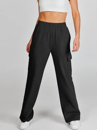 Vista 2 de ANRABESS Pantalones deportivos tipo cargo para mujer, casuales, holgados, de forro polar, de cintura alta, pantalones atléticos para descansar