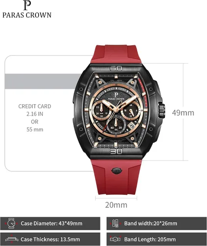 Vista 3 de Paras Crown - Reloj militar para hombre, movimiento japonés, impermeable, deportivo