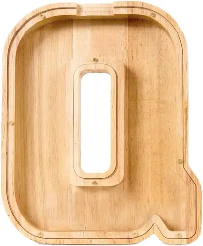 Vista 21 de Alcancía de 26 letras del alfabeto inglés A-Z, alcancía de madera transparente de gran capacidad, caja de ahorro de monedas personalizada