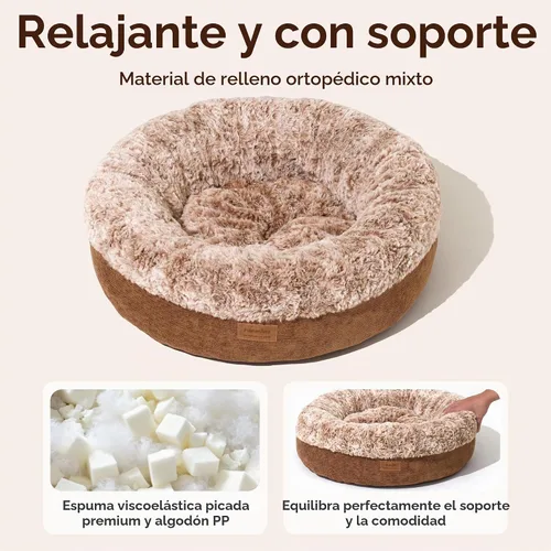 Vista 4 de FUKUMARU Cama extra gruesa para gatos, dona calmante, antiansiedad y Camello