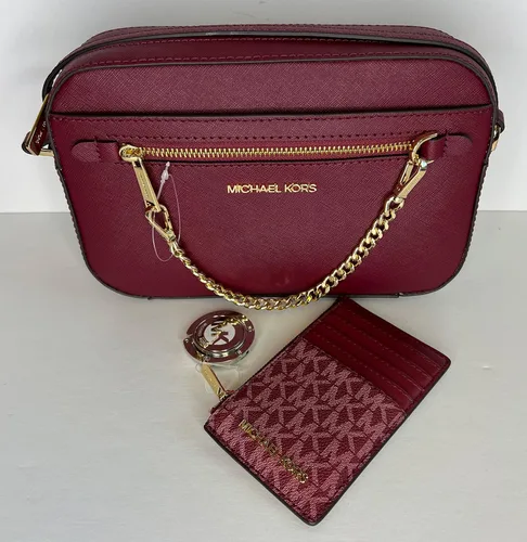 Vista 2 de Michael Kors Jet Set - Bolso cruzado de cadena grande con gancho para monedero SM TZ