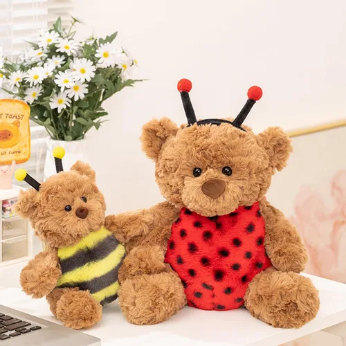 Vista 9 de Oso de peluche suave, juguetes de peluche con disfraz de mariquita, oso de peluche, disfraz de mariquita, oso de peluche, regalo para niños y amantes