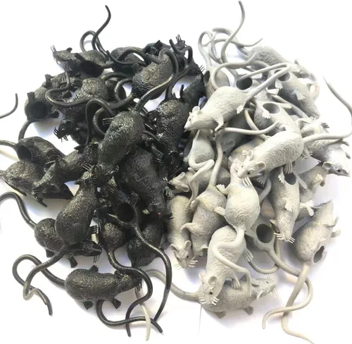 Vista 3 de 80 piezas de mini ratones simulados de ratón, ratones de plástico, ratones falsos, ratones falsos, para fiesta de broma de Halloween, regalos
