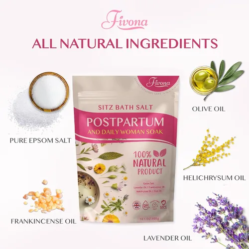 Vista 5 de Sal de baño posparto Care Sitz - Mezcla de sal de Epsom con aceites esenciales, tratamiento calmante para hemorroides, curación perineal después
