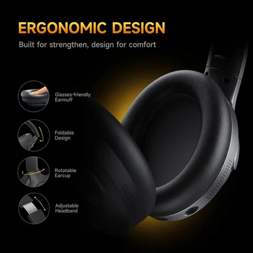 Vista 6 de Picun Auriculares inalámbricos para juegos con cancelación activa de ruido, auriculares Bluetooth de 2.4 GHzBluetooth con micrófono desmontable