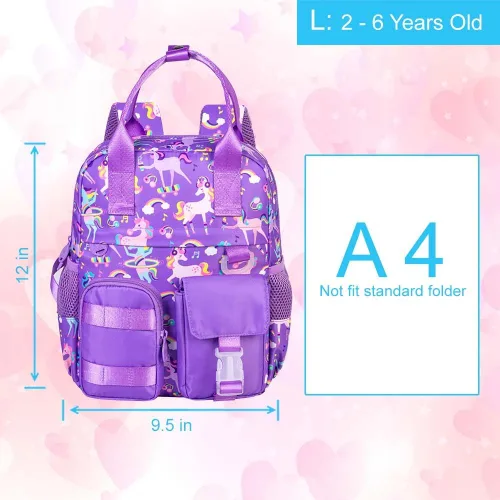 Vista 4 de CCJPX Mochila para niños y niñas, 12 y 16 pulgadas, mochila para escuela primaria, bonita bolsa de preescolar para jardín de infantes