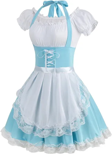 Vista 2 de Colorful House Disfraz de sirvienta con delantal francés para cosplay de anime para mujer