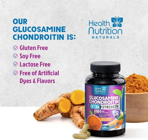 Vista 7 de Complejo de glucosamina condroitina MSM - Suplemento de apoyo articular de fuerza 3X con sulfato de glucosamina, cúrcuma, boswellia - Para