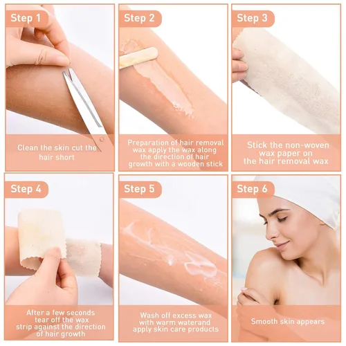 Vista 4 de Maitys Kit de depilación: 250 piezas de tiras y palos de muselina para depilación corporal y facial para mujeres y hombres