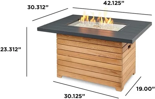 Vista 9 de Outdoor GreatRoom Co - Mesa para hoguera de propano – Darien – Pozos de gas para patio exterior – Mesa rectangular de hormigón Everblend de 44