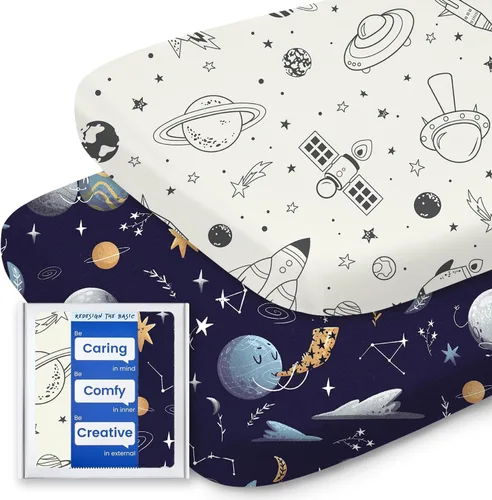Vista 65 de Sábanas suaves para cuna de niño de alta calidad, sábana bajera para cuna ultra transpirable, sábanas súper elásticas de 28 x 52 x 9 pulgadas