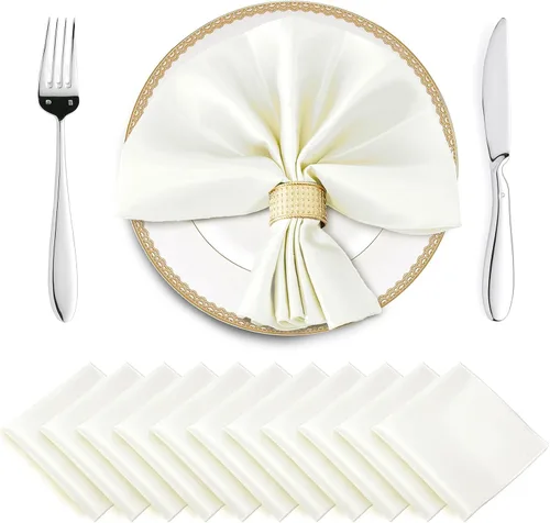 Vista 9 de Horbaunal Paquete de 30 servilletas de satén negro de 20 x 20 pulgadas, servilletas cuadradas suaves de tela sedosa, decoración de mesa para bodas