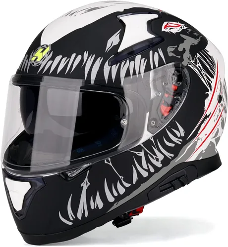 Vista 9 de HAX Full Face Motorcycle Helmet with Dual Rear Wing, DOT Approved Motorbike Street Bike Helmet with Pinlock Ready Plastic Nails for Adult