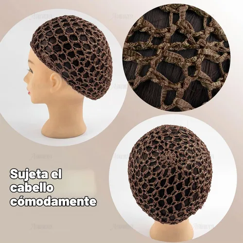 Vista 7 de AUEAR, Redes para el cabello para dormir, redecilla para dormir, gorro largo y recto, peluca rizada, protector de cabeza de malla para envolver