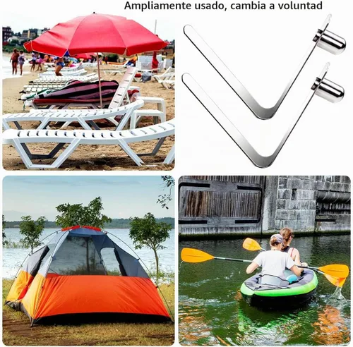 Vista 7 de HZMM 8 clips de resorte de remo para kayak, clips para poste de tienda, clips de botón de acero inoxidable, clips de resorte de botón de botón