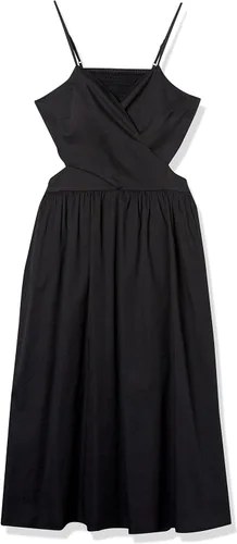 Vista 6 de The Drop Vestido midi Makenna con tirantes cruzados y espalda fruncida para mujer Negro