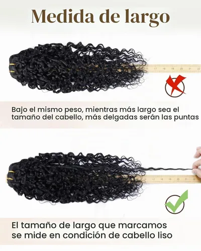 Vista 2 de Hetto Extensiones de cabello humano rizado con clip, color negro, 14 #1 Negro Azabache