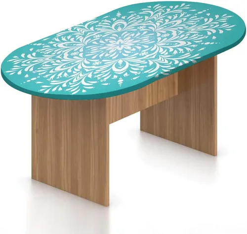 Vista 8 de Mantel ajustable ovalado de poliéster con bordes elásticos azules, detalle de nube blanca en cielo azul claro, protector de mesa ajustable