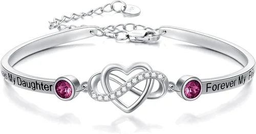 Vista 14 de AOBOCO Pulsera de corazón infinito ajustable de plata de ley 925 para hermana, mejor amiga, hija, mamá, abuela, nieta, nuera, madrina, ahijada