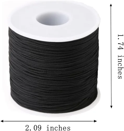 Vista 4 de Cordón de nailon de 0.020 in, hilo de ajuste para nudos chinos, collares, joyería, macramé, cuentas, pulseras de 150 yardas (negro)