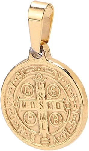 Vista 9 de Saint Benedict Pendant, Pendant Elegant Stainless Steel Double Sided Relief Pend Saint Benedict Medal and Information Card Craftsmanship