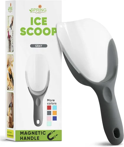 Vista 13 de Spring Chef Cuchara de hielo magnética para congelador, cuchara de palomitas de maíz de plástico flexible sin BPA con mango de agarre suave, cuchara