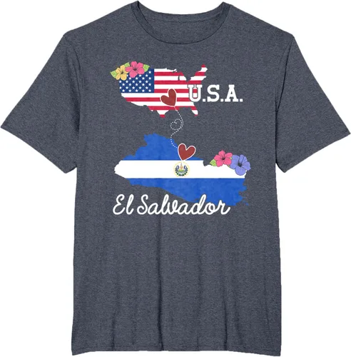 Vista 21 de Camiseta con la bandera salvadoreña de El Salvador de Estados Unidos para mujeres y hombres