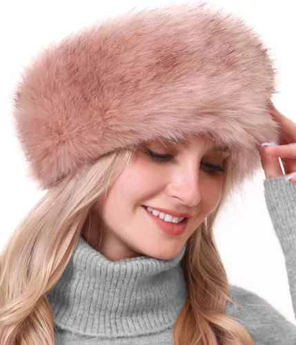 Vista 10 de Diadema de piel sintética con elástico para orejeras de invierno para mujer Negro