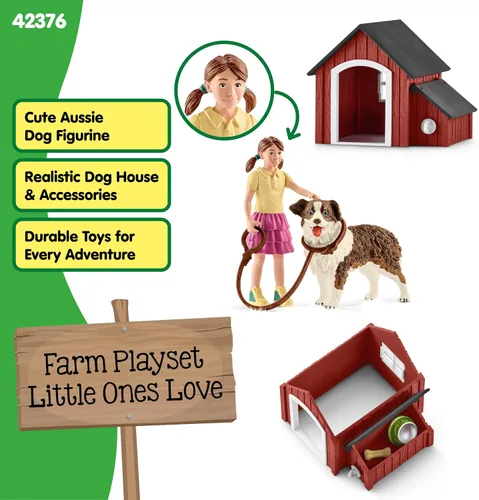 Vista 2 de Schleich Farm World - 5 juguetes de animales para perreras para niños con figura de perro y casa para perros, niños a partir de 3 años