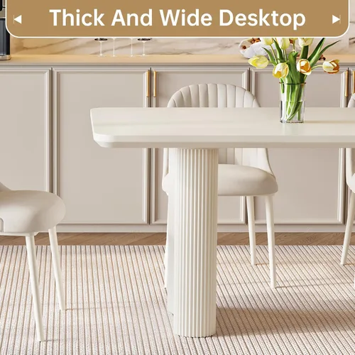 Vista 3 de Guyii Mesa de comedor grande blanca de 79 pulgadas para 8 mesas de comedor modernas de 8 plazas, mesa rectangular Kichen para comedor, restaurante