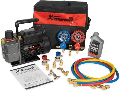 Vista 10 de Aire bomba de aspiradora Xtremepowerus HVAC – A/C refrigeración kit colector ac gauge set