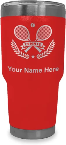 Vista 40 de LaserGram Personalized 20oz Tumbler, Tennis Rackets (Black) Engraved Gift for Tennis Players, Vacuum Insulated Stainless Steel, Laser Engraved