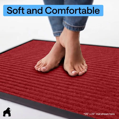 Vista 20 de Gorilla Grip - Tapete afelpado original de goma con perfil bajo, resistente, duradero, impermeable y fácil de limpiar para interior y exterior Marrón