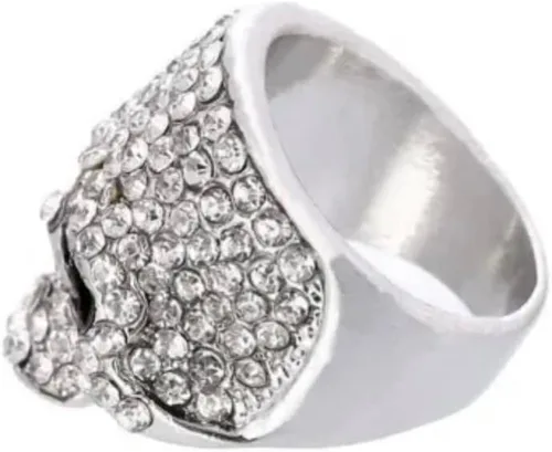 Vista 2 de Chino Antrax Anillo de Calavera Chapado en Plata Circonita Cúbica Cartel de Sinaloa