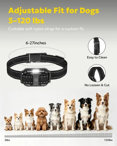 Vista 7 de Collar eléctrico de entrenamiento para perros con control remoto de 1640 pies, E-Shock, modos de entrenamiento seguros, collares impermeables IP67