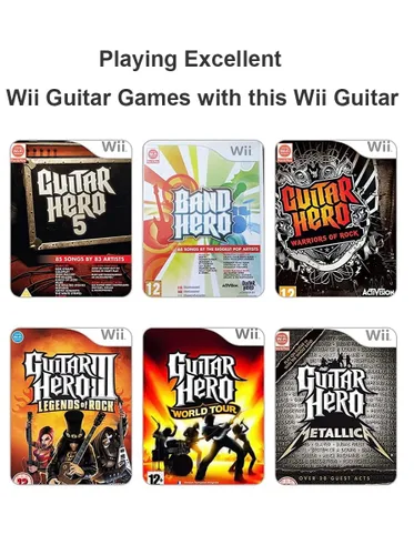 Vista 2 de Wireless Guitar for Wii Guitar Hero and Rock Band Games Color Black