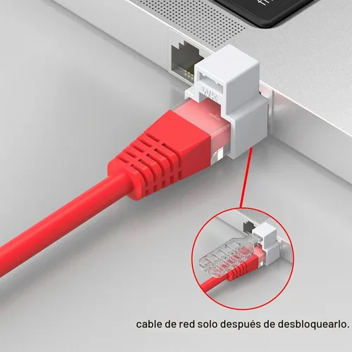 Vista 5 de 20 unidades de bloqueo de cable de red RJ45 con 1 llave, cable de red RJ45 con bloqueo, cable Ethernet con bloqueo, súper categoría 5 categoría 6