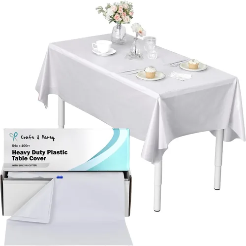 Vista 46 de Rollo de plástico para cubierta de mesa color verde manzana, 40 pulgadas x 100 pies, rollo de plástico resistente para cubierta de mesa de banquetes