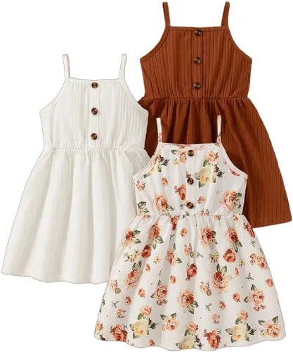 Vista 39 de Vestidos para niñas Vestidos para niñas pequeñas Paquete de 3 Vestido casual de fiesta con estampado patinador acampanado tipo A Vestido de verano