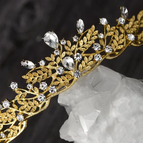 Vista 5 de SWEETV Wedding Tiaras for Women, Princess Quinceanera Crown Dorado