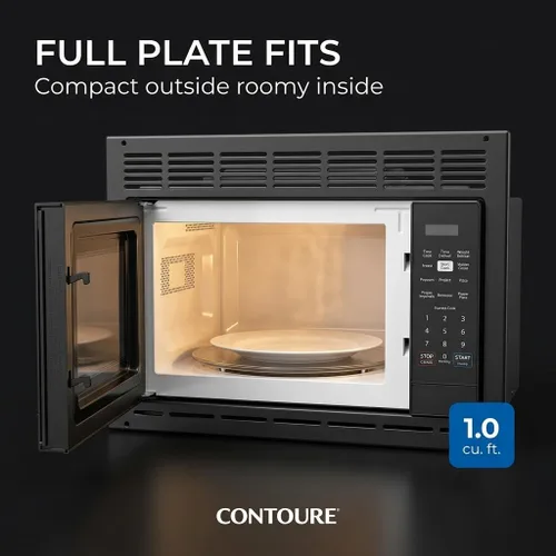 Vista 6 de CONTOURE Horno microondas RV integrado, 1.0 pies cúbicos, 900 W, Express Cook, menús automáticos, acabado de ónix negro, microondas compacto para RV