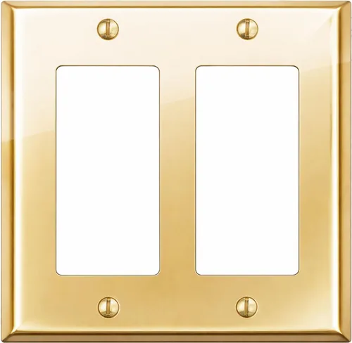 Vista 84 de Rio Salto BRASS Signature Collection MIDSIZE - Placa de pared de metal dorado para interruptor de luz o cubierta de tomacorriente, placa de pared